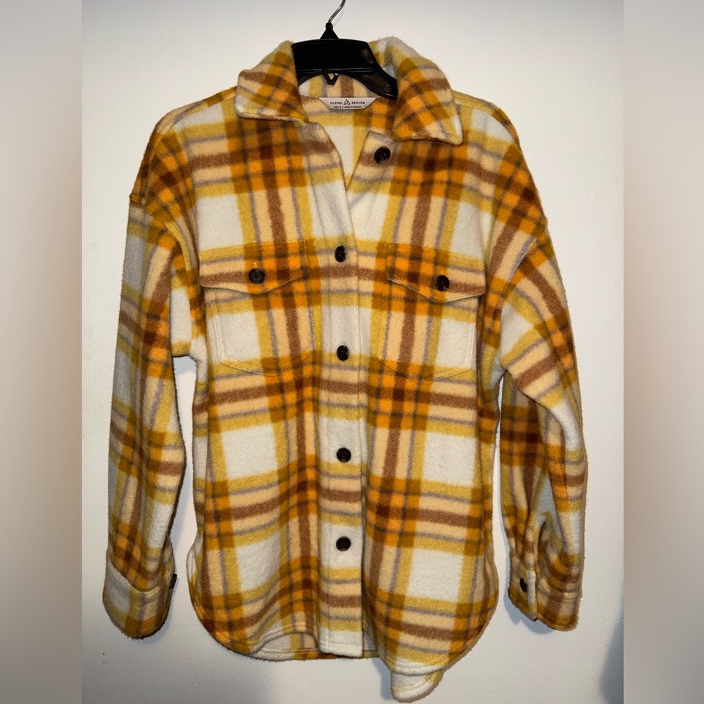 Alpine Design Yellow and Brown Plaid Utility Jacket